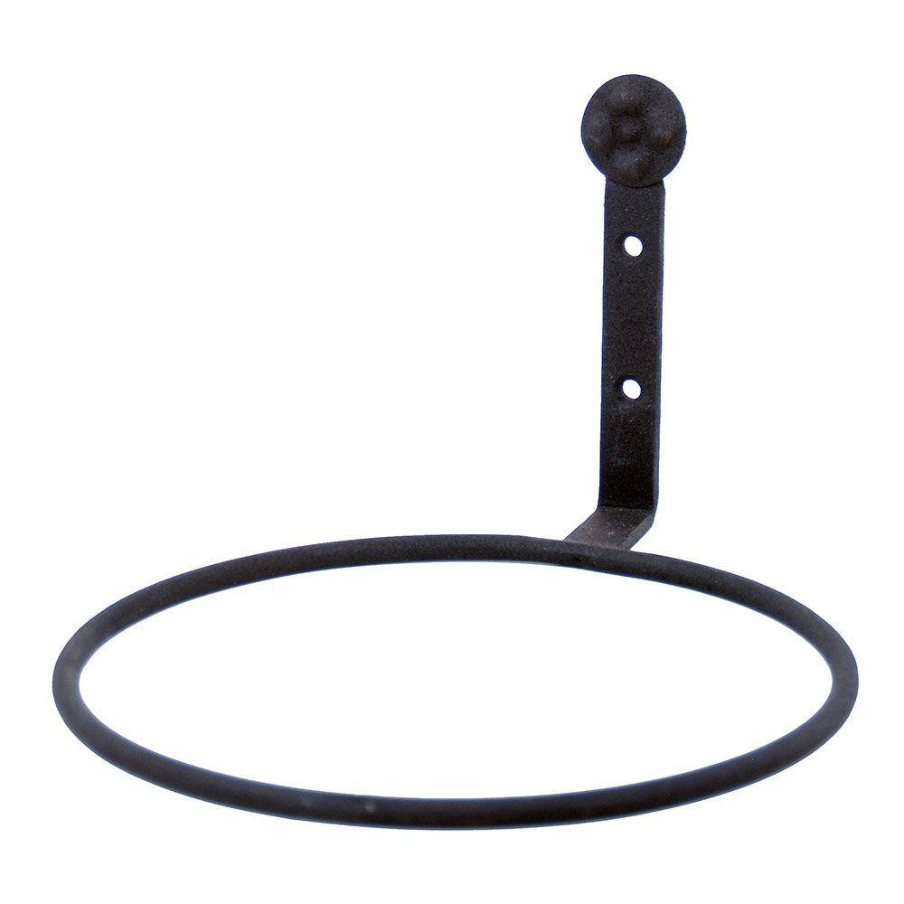 Achla Designs 8 In Dia Black Powder Coat Iron Wall Mounted Flower Pot Holder Ring Bracket Sfr 08 The Home Depot Achla Designs 8 In Dia Black Powder, Metal Garden Wall Pot Holder