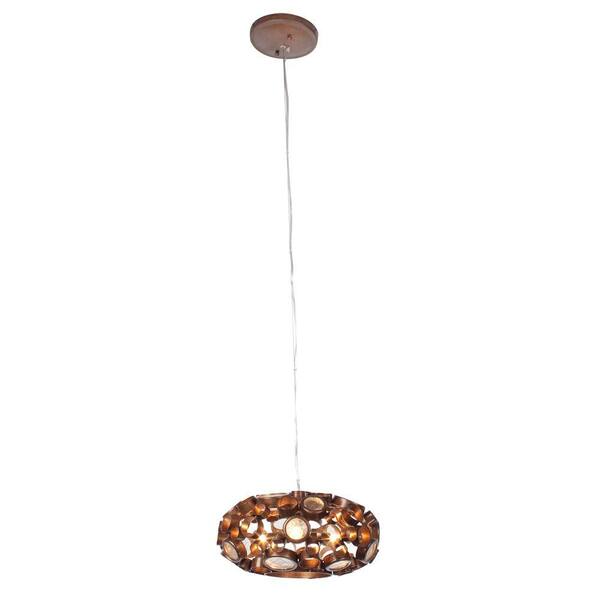 Varaluz Fascination 3-Light Hammered Ore Donut Chandelier with Clear Glass