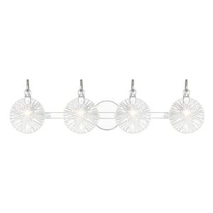 Addison 32 in. 4-Light Polished Chrome Bathroom Vanity Light with Clear Starburst Glass Shades