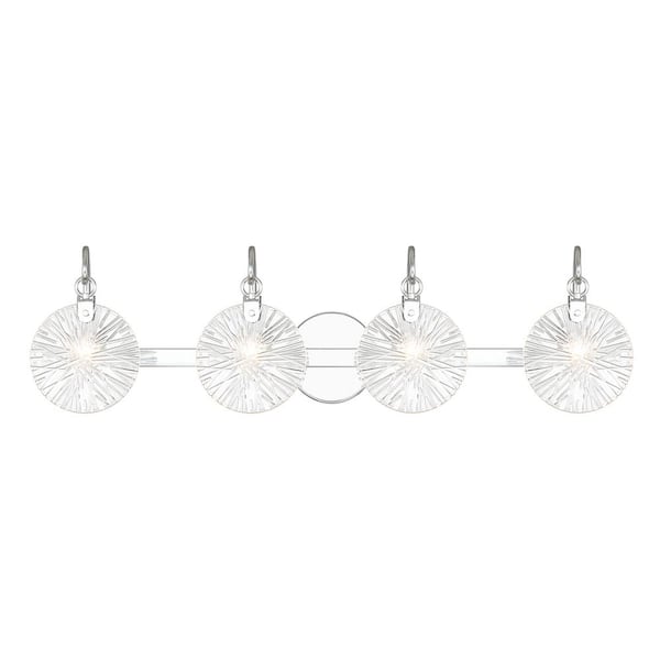 Savoy House Addison 32 in. 4-Light Polished Chrome Bathroom Vanity Light with Clear Starburst Glass Shades