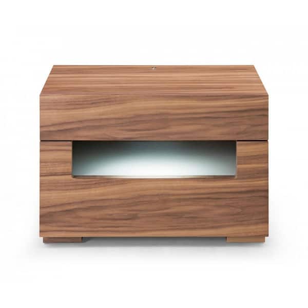 HomeRoots Valerie 2 -Drawer Walnut Nightstand [ 16 in. H X 23 in. W X 15 in. D ]