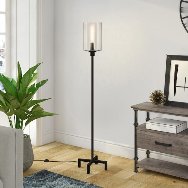 floor lamp with seeded glass shade