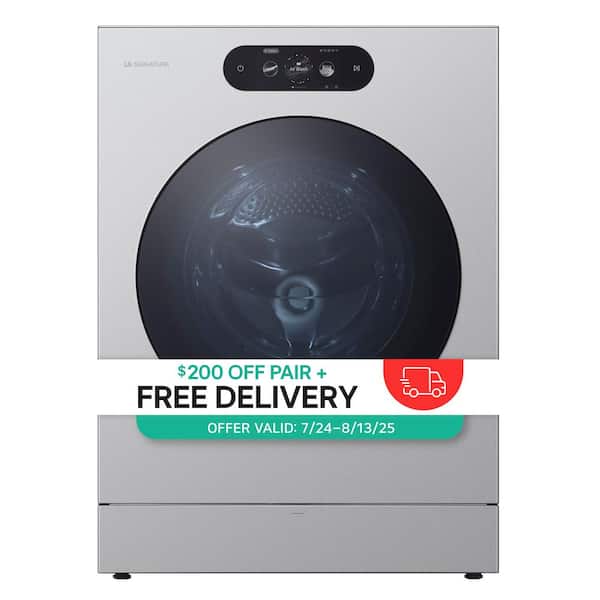 5.8 cu. ft Stackable Front Load Washer in Brushed Platinum Steel with 26 Wash Programs