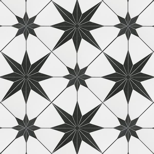 Merola Tile Stella Nero 9-3/4 in. x 9-3/4 in. Porcelain Floor and