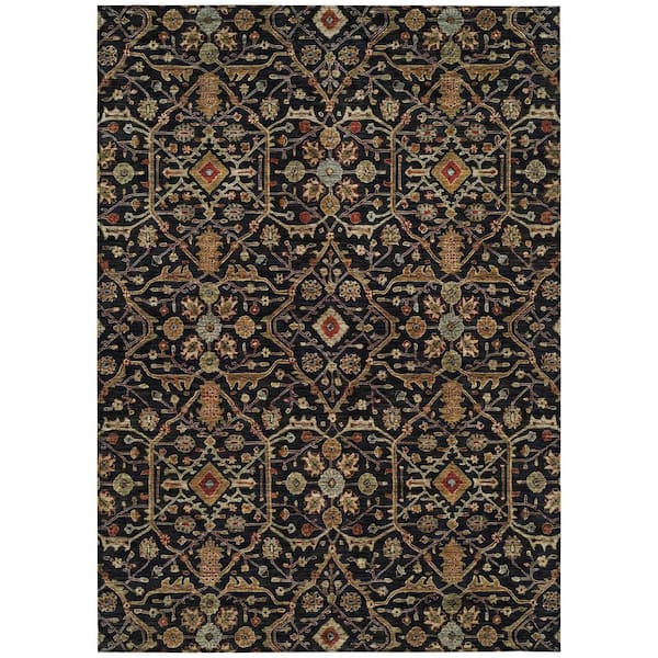 Chantille Machine Washable Indoor/Outdoor Abstract ACN1130 Black 3 ft. x 5 ft. Area Rug