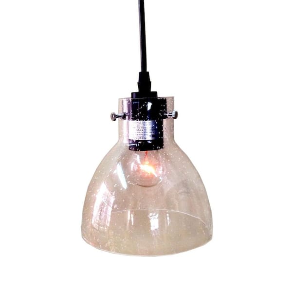 Warehouse of Tiffany Glenda Black Indoor Adjustable Cord Glass Edison Pendant with Bulb