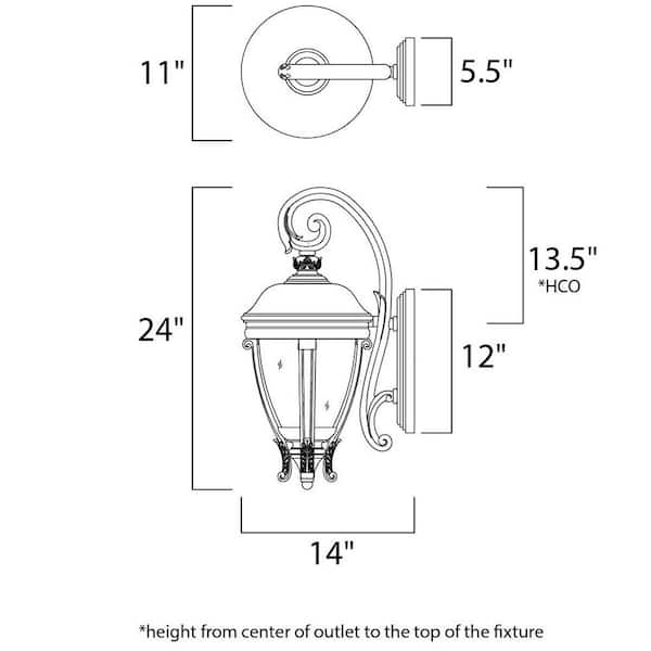 Camden Vivex 3-Light Golden Bronze Outdoor Wall Lantern Sconce
