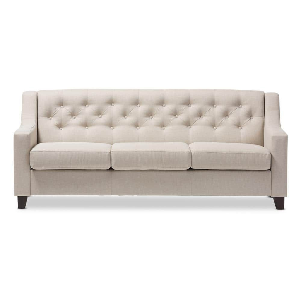 Baxton Studio Arcadia 77.4 in. Light Beige Polyester 4-Seater ...