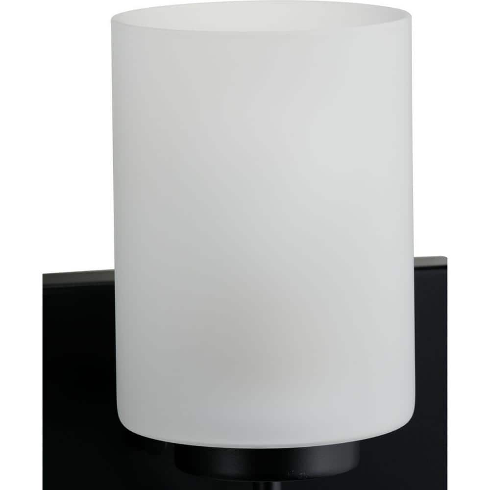 Elegant Matte Black 4-Light Vanity with Etched Glass Shades