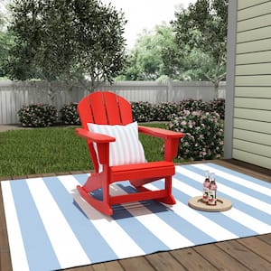 Laguna Fade Resistant Outdoor Patio HDPE Poly Plastic Adirondack Porch Rocking Chair in Red
