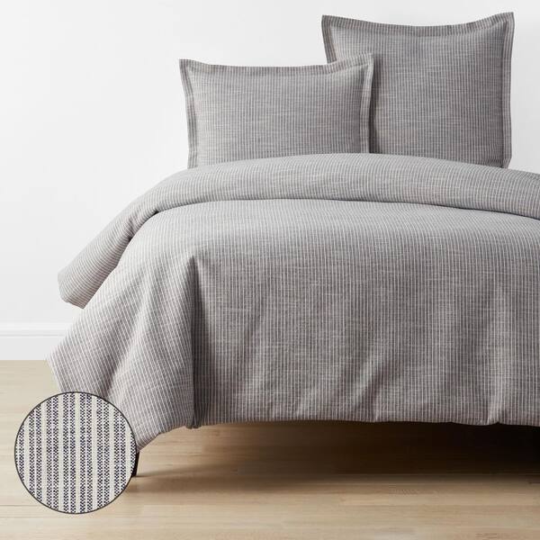 The Company Store Company Cotton Textured Stripe Duvet Blue Full Cotton Duvet Cover Set