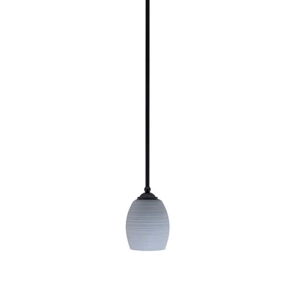 Unbranded Clevelend 100-Watt 1-Light Black Pendant Mini Pendant Light with Gray Matrix Glass Shade Light Bulb Not Included