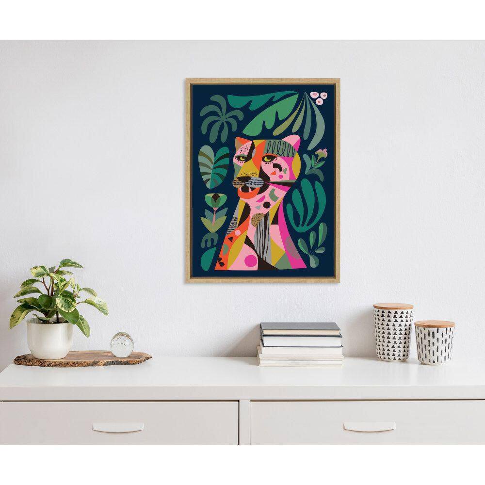 Colorful Mid-Century Modern Leopard Canvas Wall Art, 18x24