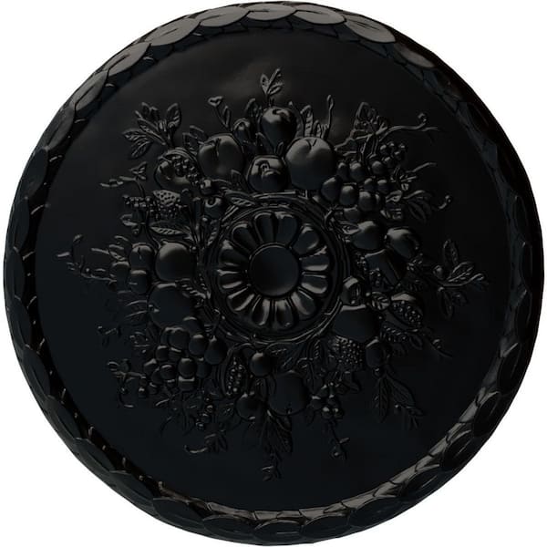 Ekena Millwork 22-1/2" x 1-1/4" Anthony Harvest Urethane Ceiling Medallion (Fits Canopies upto 2-1/8"), Hand-Painted Jet Black