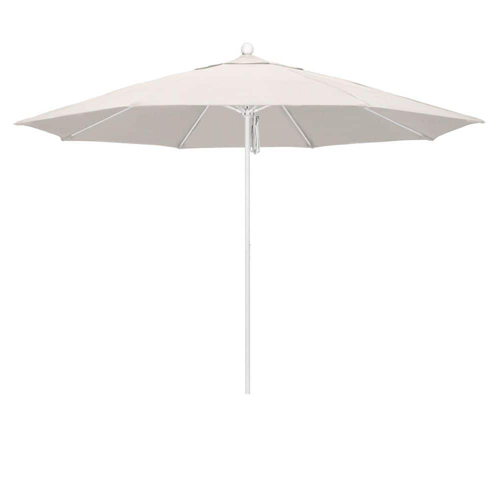 11 ft. Matted White Aluminum Market Patio Umbrella with Fiberglass Ribs Pulley Lift in Woven Granite Olefin price history on PriceWatchPro