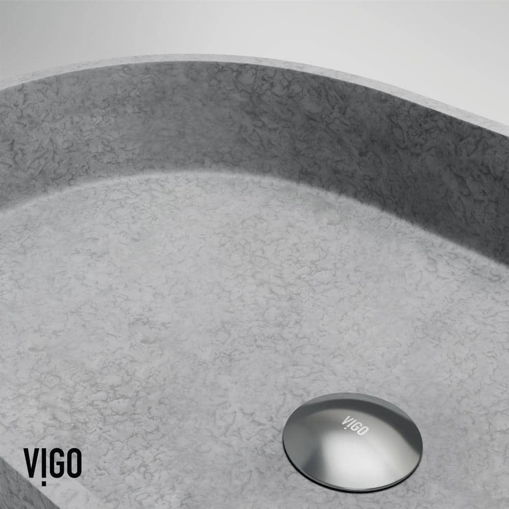 Sagrada Gothic Gray Oval Vessel Sink in Concrete Stone 24"x14"