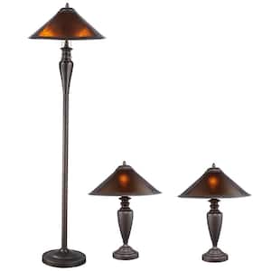Americana Mica 58/23 in. 3-Pieces Bronze Floor and Table Lamp