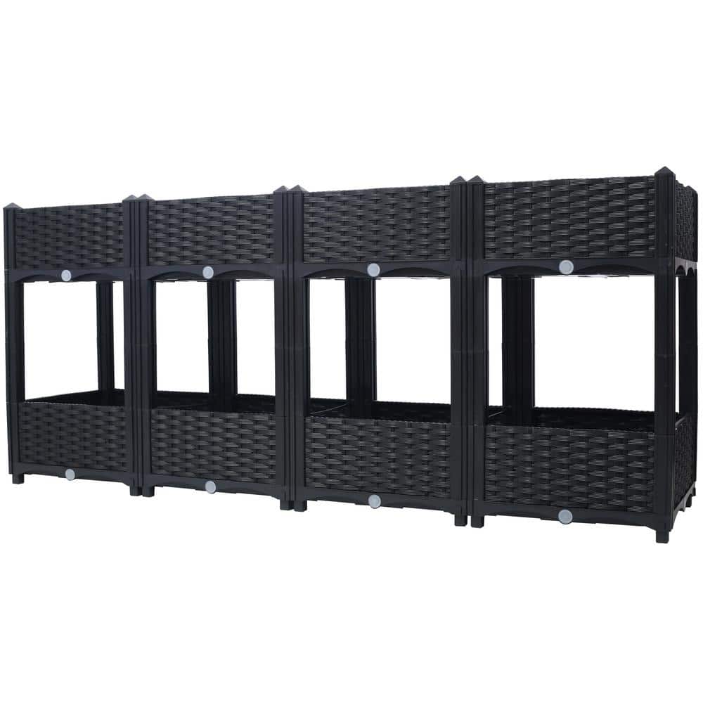 Polypropylene Composite Elevated Planter Raised Bed with Drainage Plug - Bl
