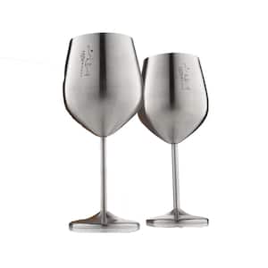 18 oz. Full-Bodied Silver Outdoor Use Wine Glass Set of 2