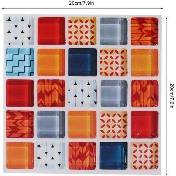 Ejoy 3D Mosaic Self-Adhesive Glossy Gel Backsplash Tile, JM715,8 inchx8 inch/pc (Set of 36pc)