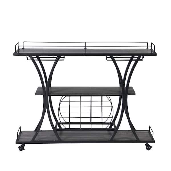 Unbranded Jadyn Black Kitchen Cart with Wheels