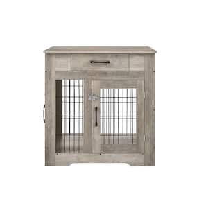 Dog Crate End Table with Drawer, Pet Kennels with Double Doors