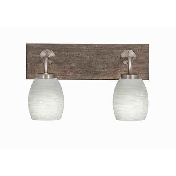 Unbranded Kirby 16 in. 2-Light Graphite and Painted Distressed Wood-look Metal Vanity Light