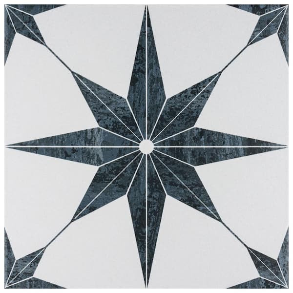 Cassis Stella Black 9-3/4 in. x 9-3/4 in. Porcelain Floor and Wall Tile (10.88 sq. ft./Case)