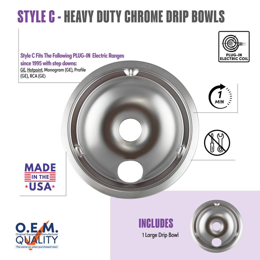 8 in. Large Drip Bowl in Chrome (1-Pack) price history on PriceWatchPro