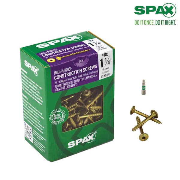 SPAX #8 x 1-1/4 in. T-Star Plus Drive Washer/Wafer Head Partial Thread Yellow Zinc Coated Cabinet Screw (195 per Box)