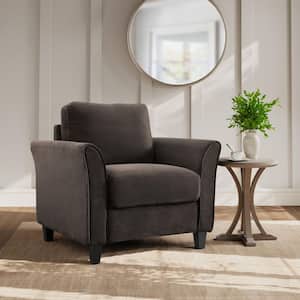 Wesley Coffee Microfiber with Round Arm Chair