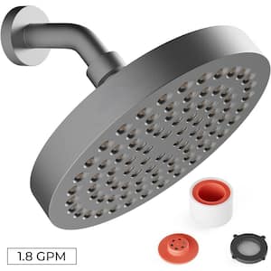 Rainfall Shower Head 1-Spray Patterns with 1.8 GPM 6 in., Ceiling Mount Rain Fixed Shower Head in Matte Charcoal