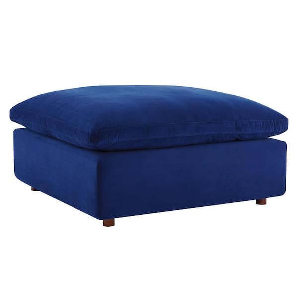 MODWAY Commix Navy Down Filled Overstuffed Performance Velvet Ottoman