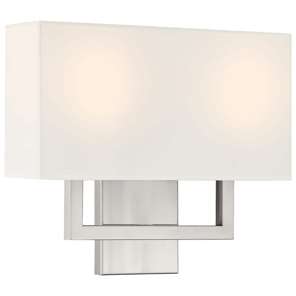 2-Light Brushed Steel LED Wall Sconce