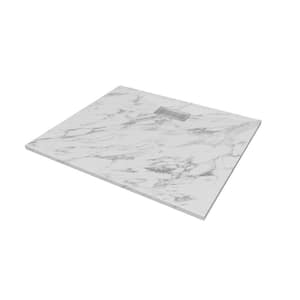 48 in. L x 42 in. W x 1.125 in. H Solid Composite Stone Shower Pan Base with Center Back Drain in Carrara Sand