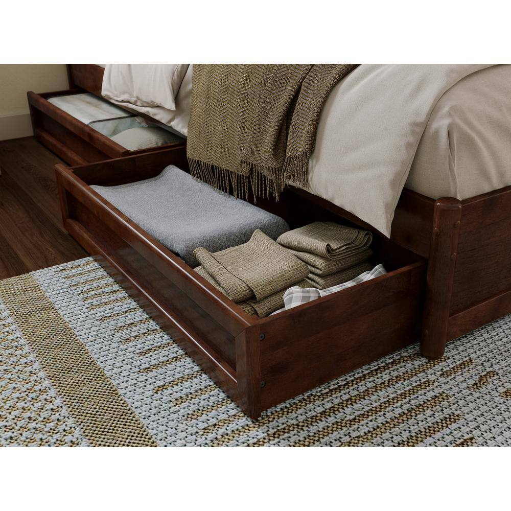 Casanova Queen Dark Walnut Wood Platform Bed with Storage Drawers