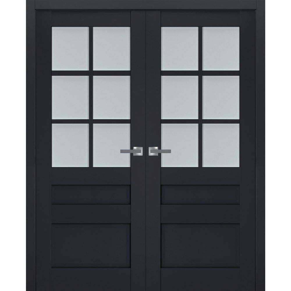 36 in. x 96 in. 2 Panel Antracite Finished Solid Wood Sliding Door with Hardware price history on PriceWatchPro