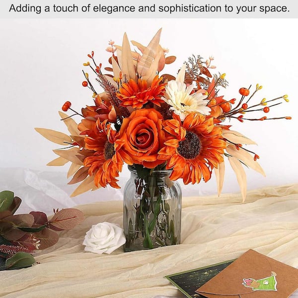 Angel Sar 13 in. Deep Orange Fake Plant Eucalyptus Flower