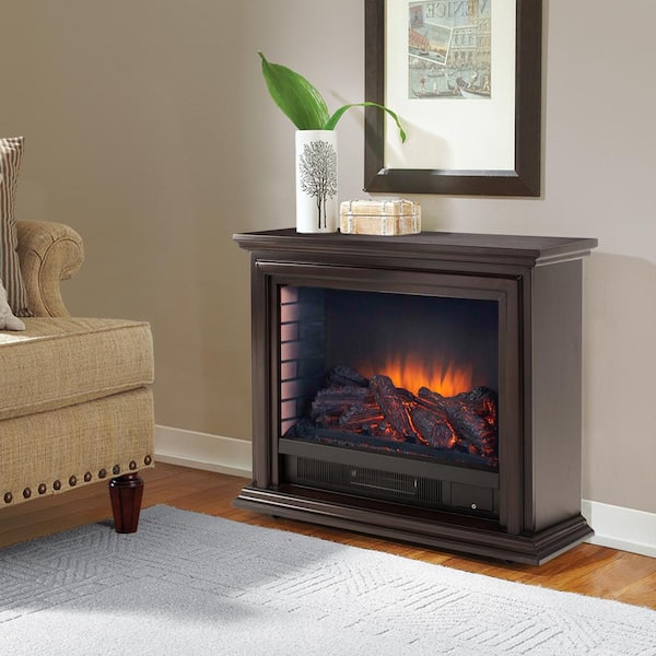Pleasant Hearth Sheridan 32 in. Freestanding Mobile Infrared Fireplace in Espresso