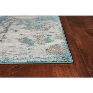 Watercolors Ivory/Teal 3 ft. x 5 ft. Watercolor Area Rug