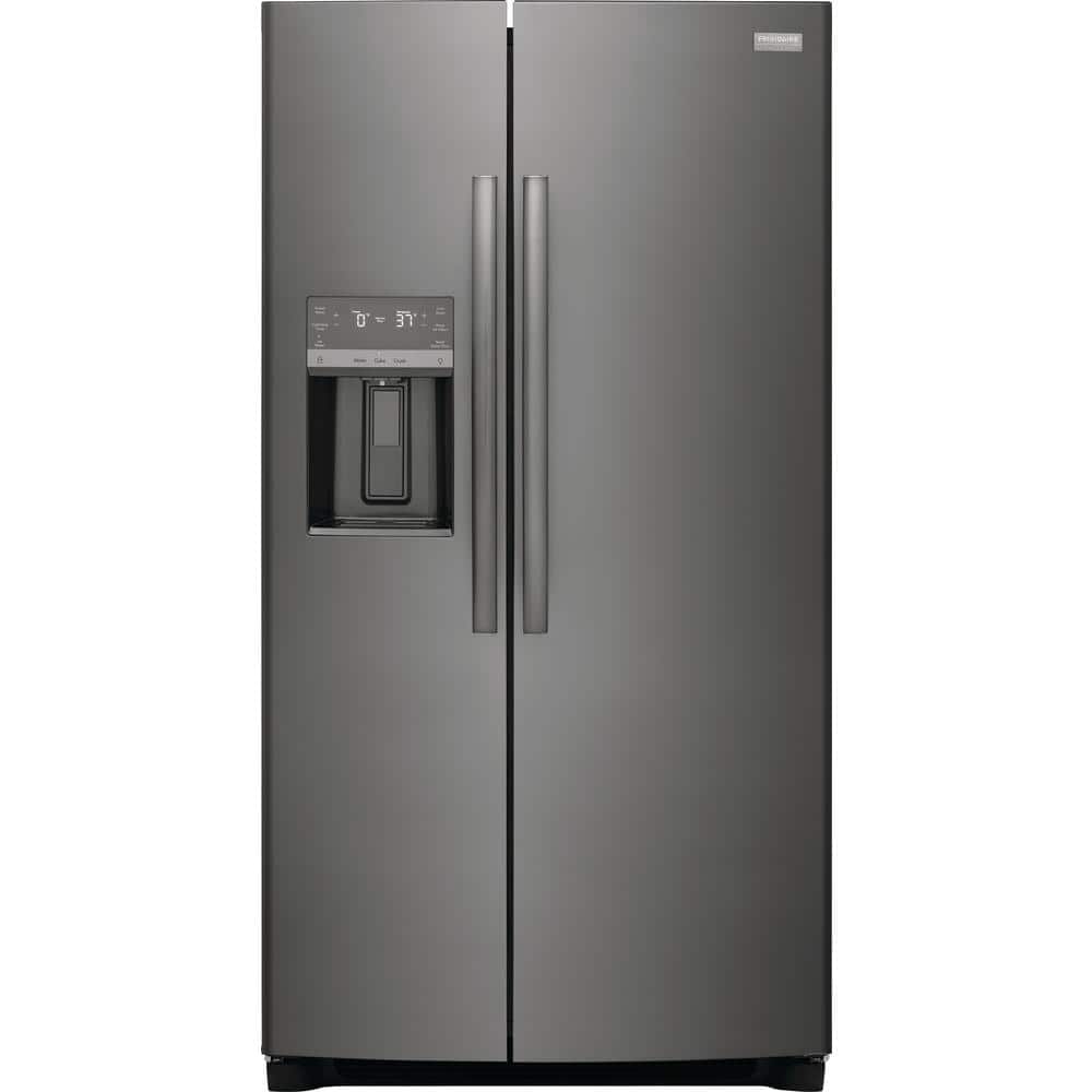FRIGIDAIRE GALLERY 22.3 cu. ft. 36 in. Counter Depth Side by Side Refrigerator in Smudge-Proof Black Stainless Steel, Silver