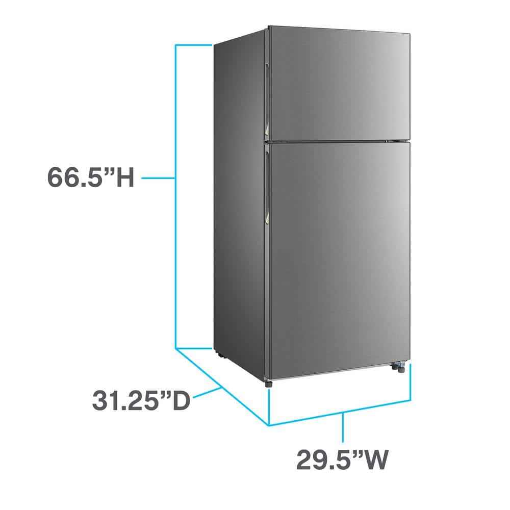 Avanti 18 Cu. Ft. Stainless Steel Top Freezer Refrigerator with Ice Maker