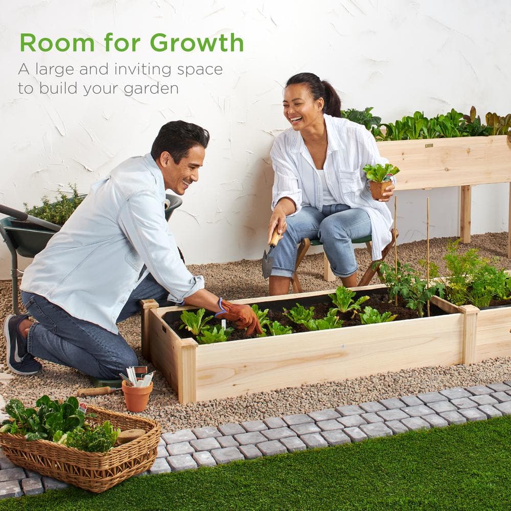 Natural Fir Wood Raised Garden Bed Planter for Outdoor Yard