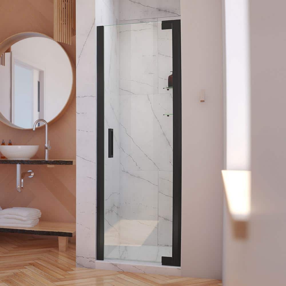 Elegance-LS 28.75" Satin Black Frameless Pivot Shower Door with ClearMax Technology