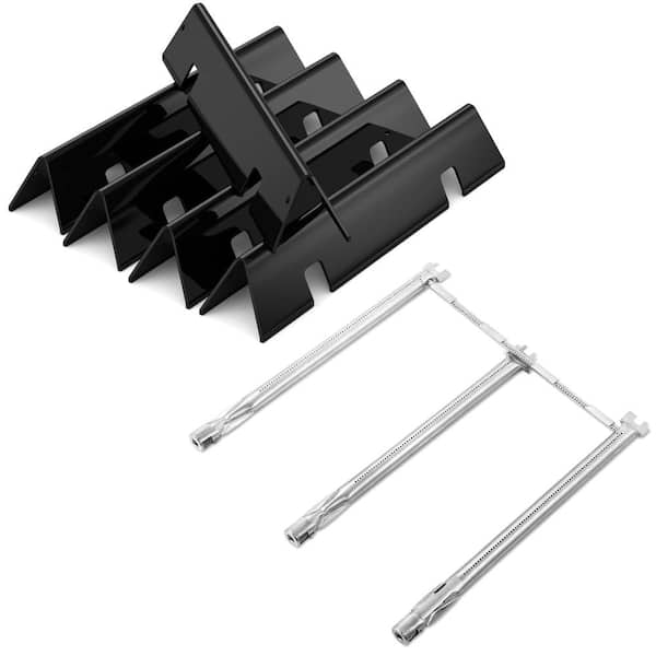 Porcelain-Enameled 7636 Flavorizer Bars and Stainless Steel 69787 Burner Tubes Set for Weber GS4 Spirit II 300 Series