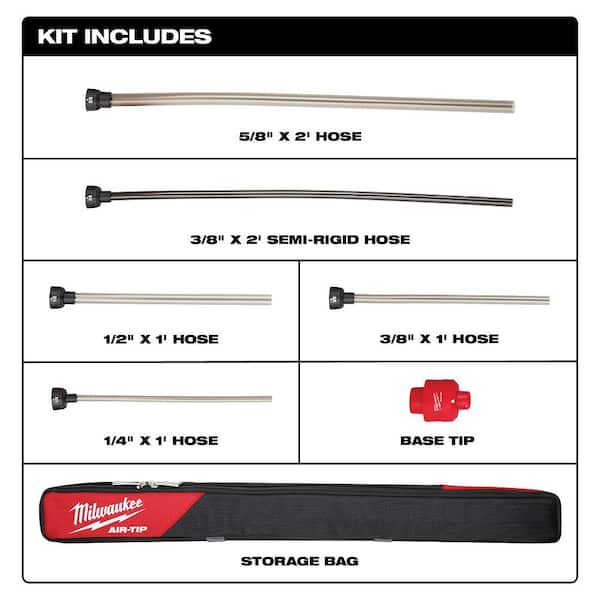 Milwaukee - AIR-TIP 1-1/4 in. - 2-1/2 in. Long Reach Flexible Hose Set Wet/Dry Shop Vacuum Attachment (5-Piece)