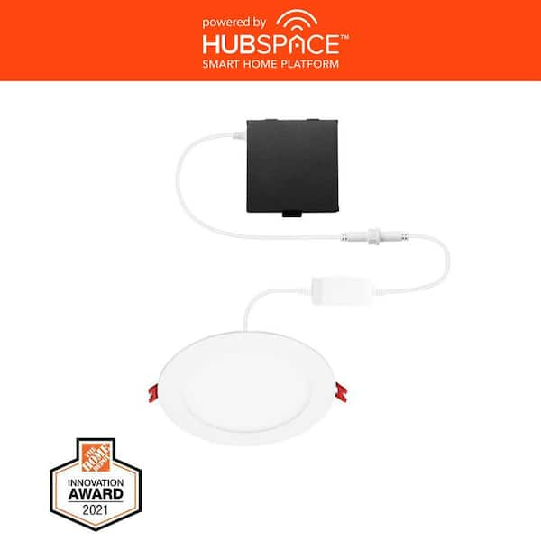 Commercial Electric Hubspace LED 4 in Round Smart RBG + Tuneable White Canless Recessed Light for Kitchen Bath Living rooms, White