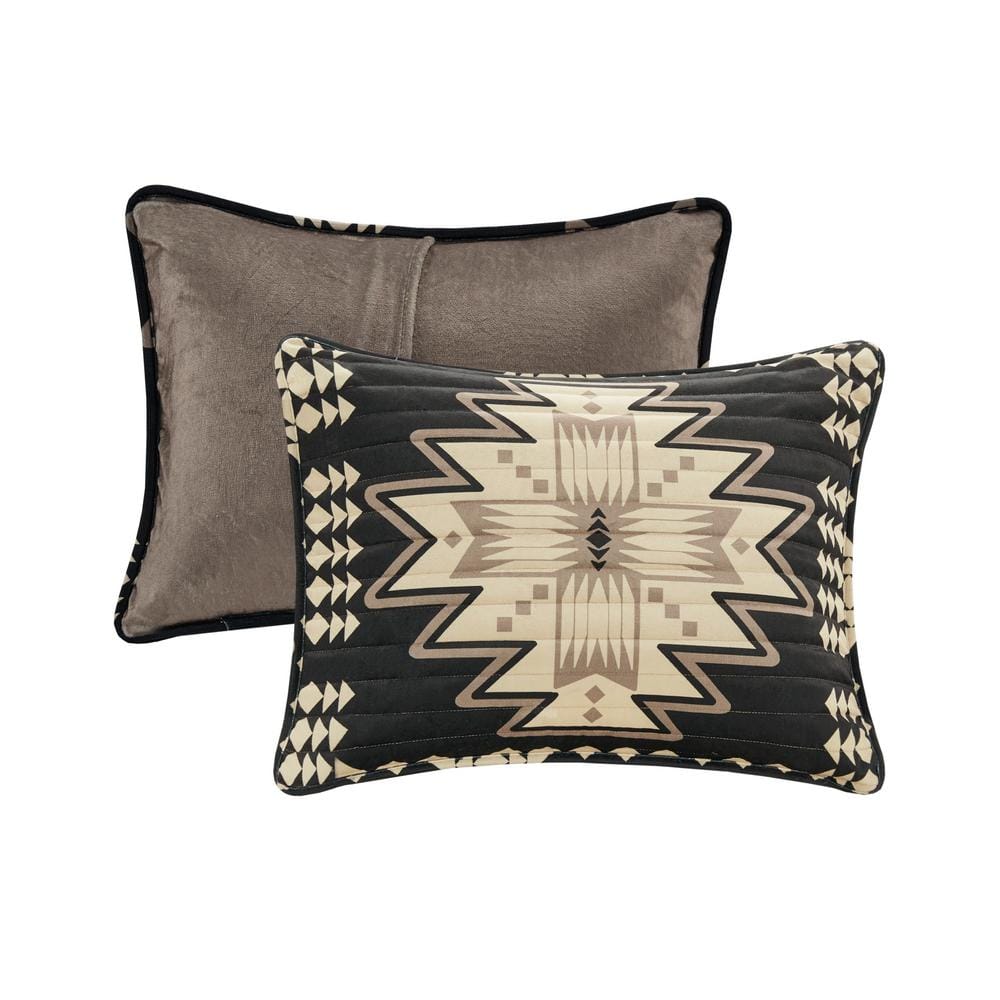 Full Black and Tan Aztec Pattern Quilt Set