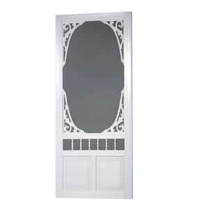 32 in. x 80 in. Georgian Solid Vinyl White Screen Door