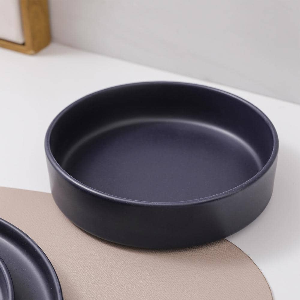 Dark Blue Ceramic Minimalist 16-Piece Mug Set